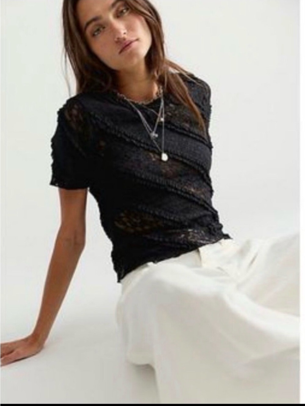 Free People Solita Lace Top in Black